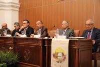 Mesa presidencial del acto de presentación del libro-homenaje al profesor Miguel Rodríguez-Pantoja