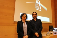 María Teresa Roldán, vicerrectora de Investigación, y Emilio García, del Instituto de Astrofísica de Andalucía