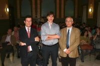 Justo Castao, Javier Lpez y Manuel Sez, antes de la conferencia