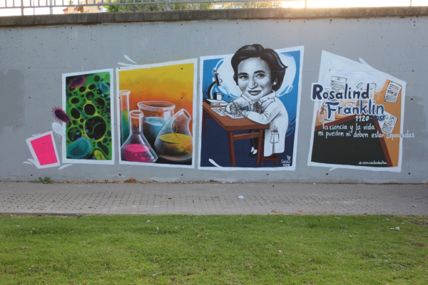 Imagen del grafiti de Rosalind Franklin en Córdoba