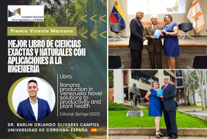 Los padres del galardonado entregan un ejemplar impreso del libro a la Academia de Ingeniería y el Hábitat de Venezuela