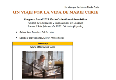 Una obra de teatro recorrerá la vida de Marie Curie en un encuentro organizado por la UCO