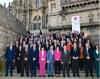 Foto de los rectores, autoridades y expresidentes de CRUE en la Catedral de Santiago