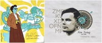 Imágenes de los murables sobre la bióloga Rachel Carson y el matemático Alan Turing